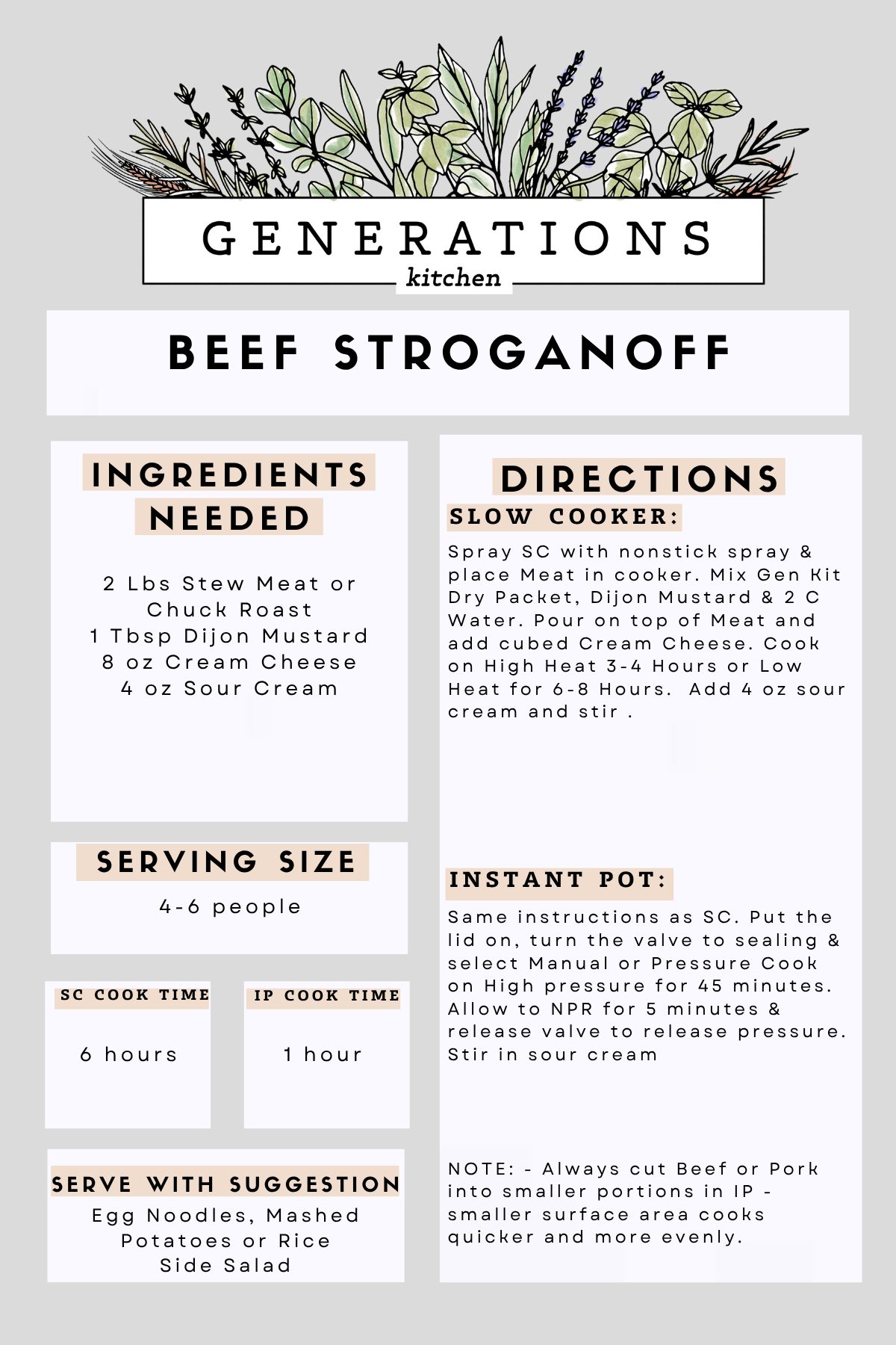 Beef Stroganoff Dry Mix