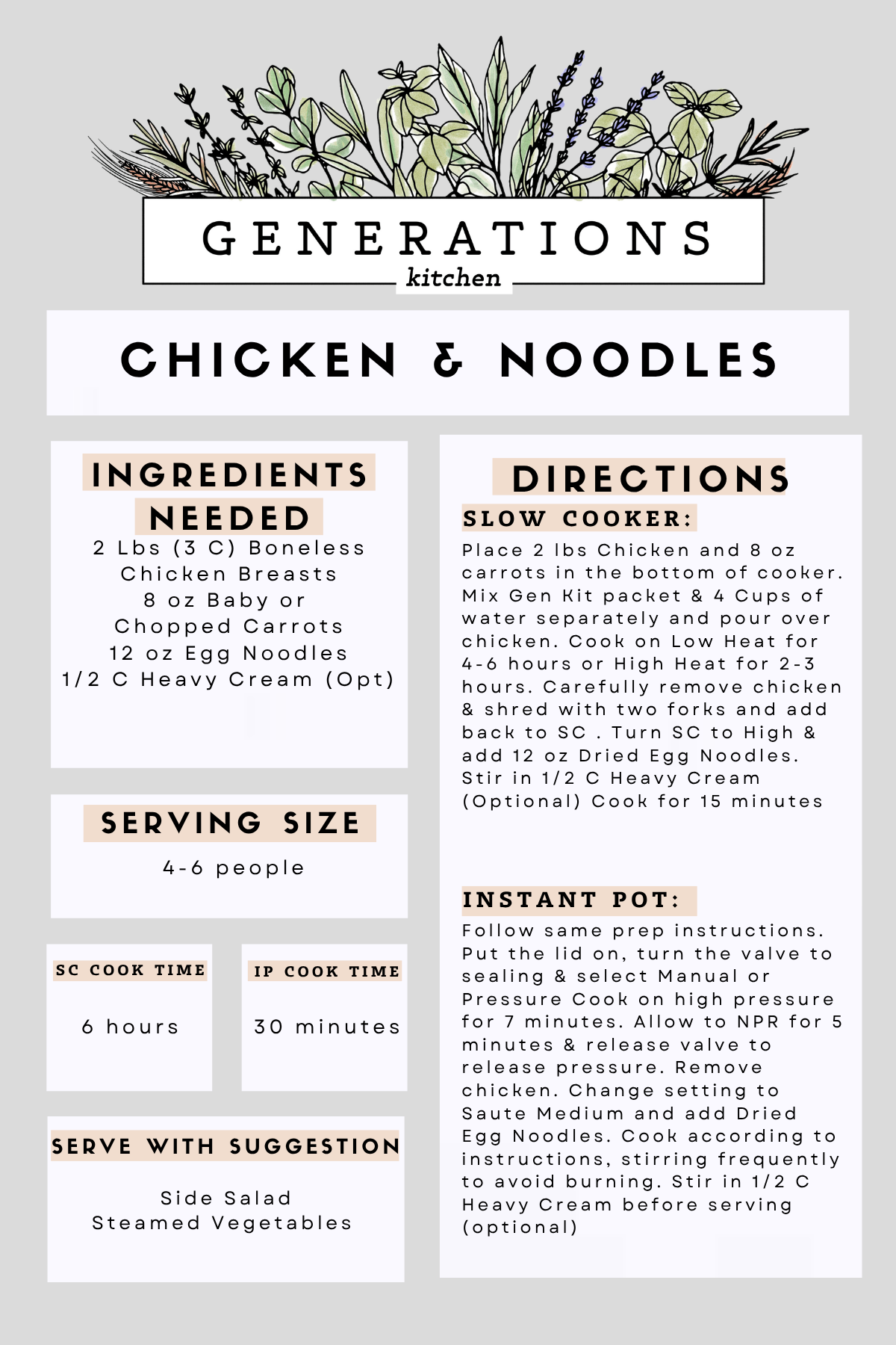 Chicken & Noodles Dry Mix