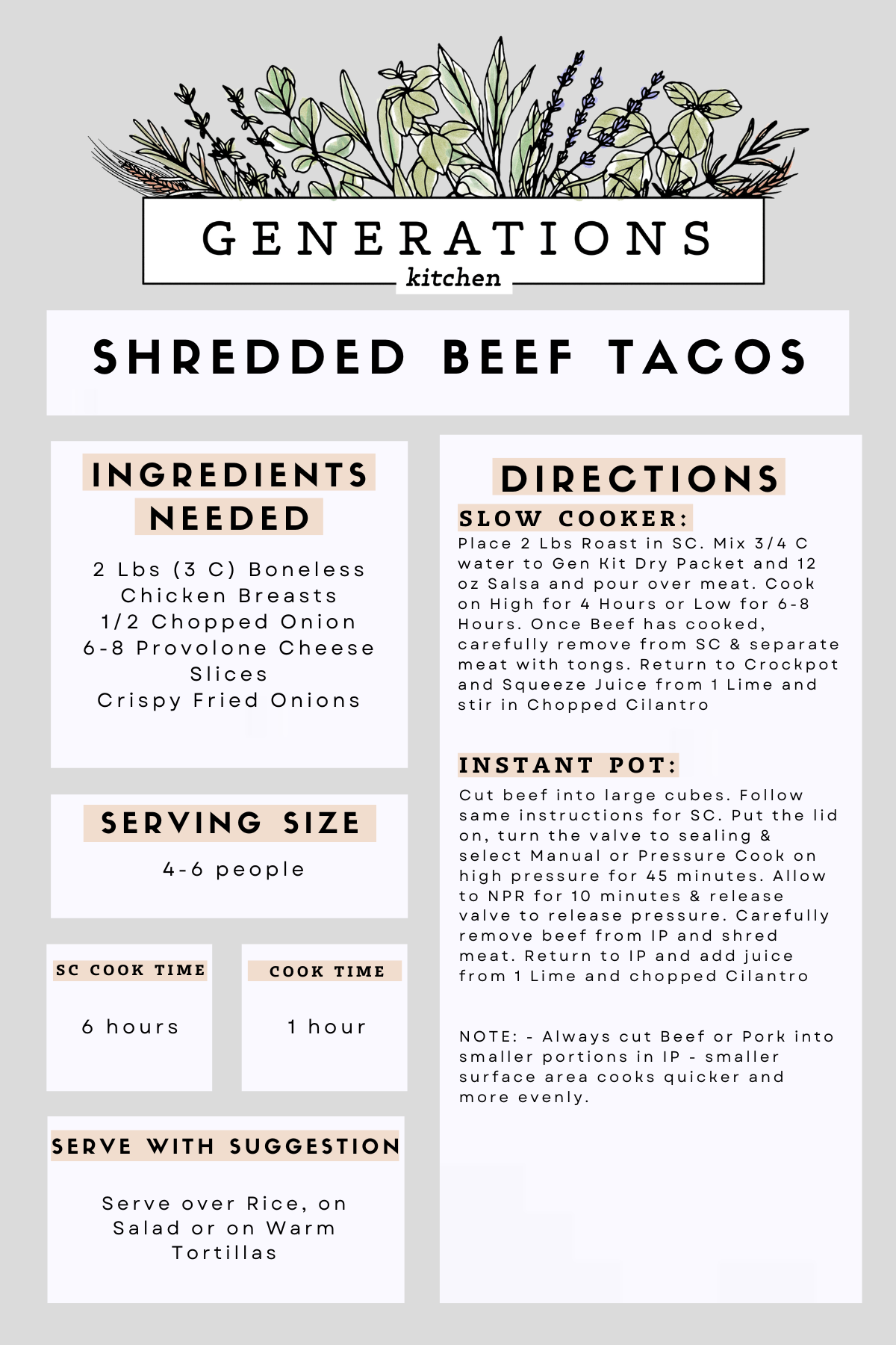 Shredded Beef Tacos Dry Mix
