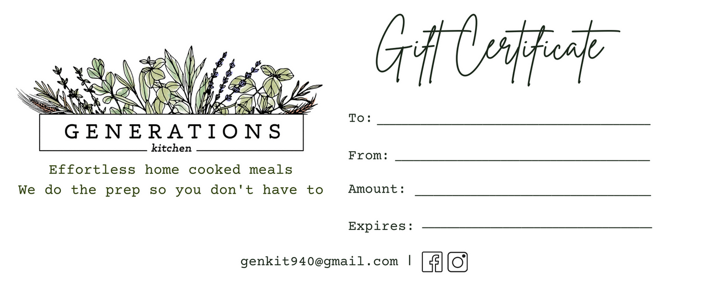 Generations Gift Certificate
