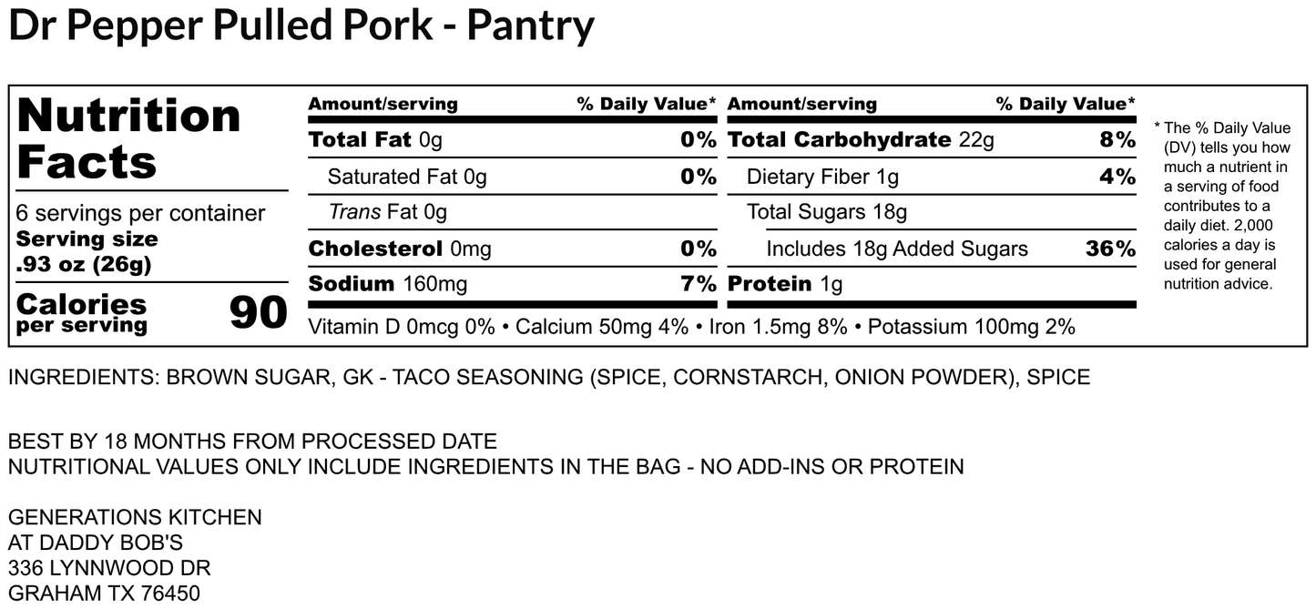 Dr Pepper Pulled Pork Dry Mix