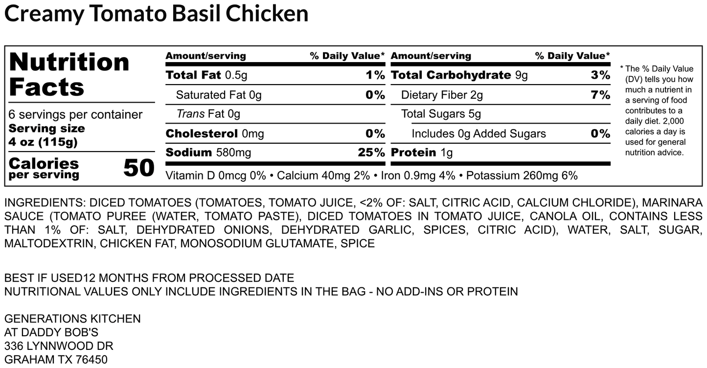 Tomato Basil Chicken