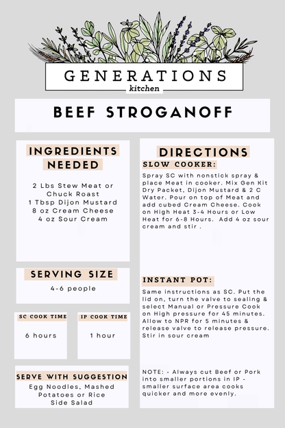 Beef Stroganoff Dry Mix