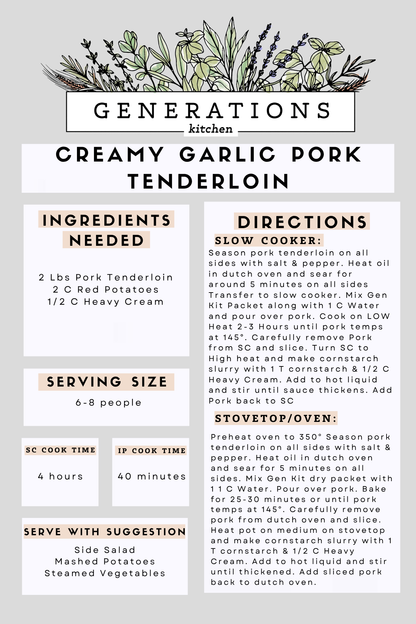 Creamy Garlic Pork Dry Mix