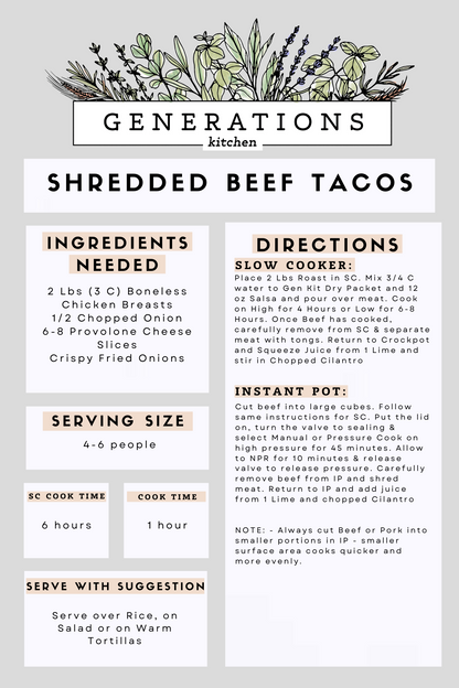 Shredded Beef Tacos Dry Mix