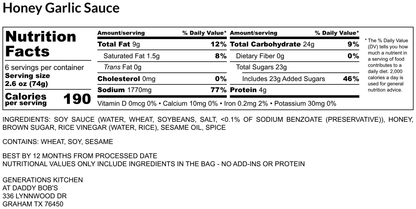 Honey Garlic Chicken or Pork